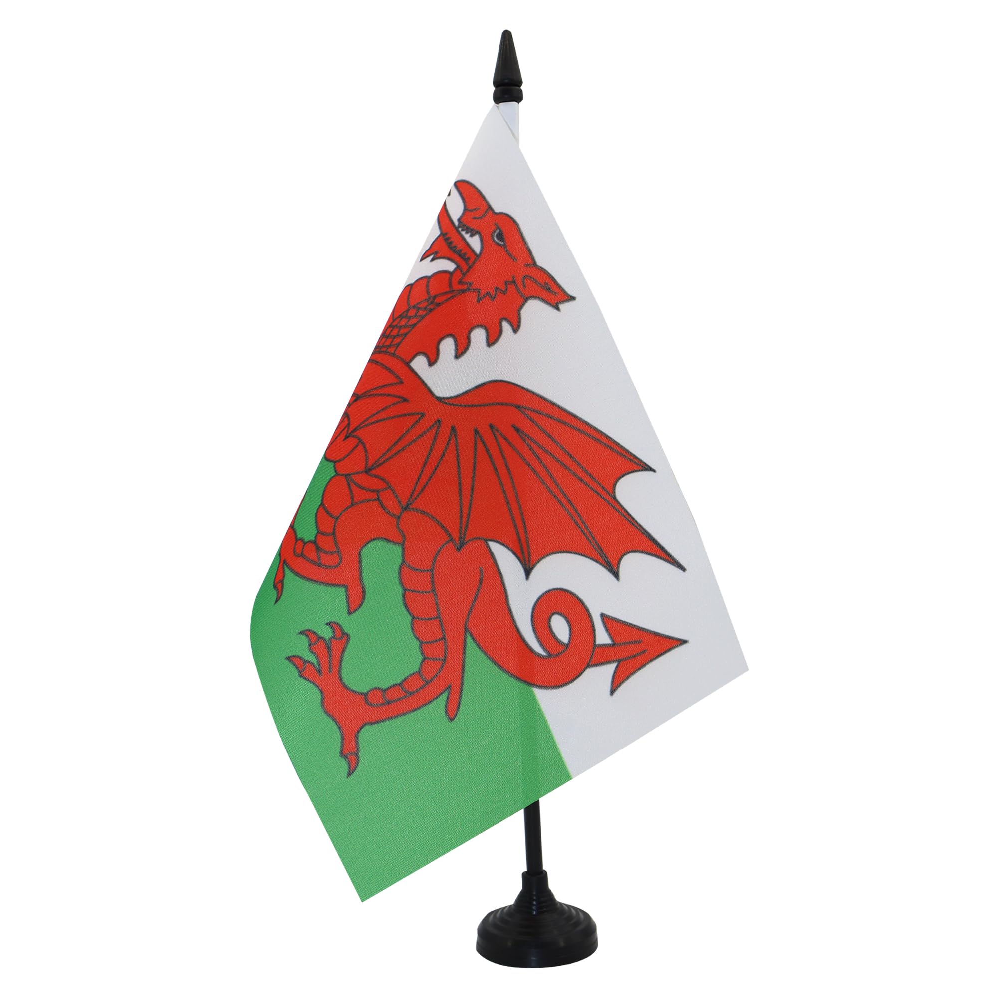 AZ FLAG Wales Table Flag 5'' x 8'' - Welsh Office Decoration 100% Polyester 21 x 14 cm - Mini Desk Flag with Pole and Black Plastic Base