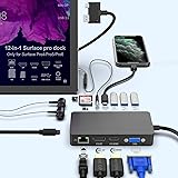 Surface Pro Dock for Surface Pro 4/Pro 5/Pro 6 USB Hub Docking Station with Gigabit Ethernet, 4K HDMI VGA DP Display, 3xUSB 3