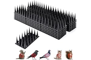 GSDOTZAP 12 Pack Bird Spikes for Outside, Pigeon Outdoor Bird Scare Spikes for Small Squirrel Cat Raccoon Robin Crow, Anti Climb Fence Spikes to Keep Birds Away & Keep Birds from Building Nest - Black
