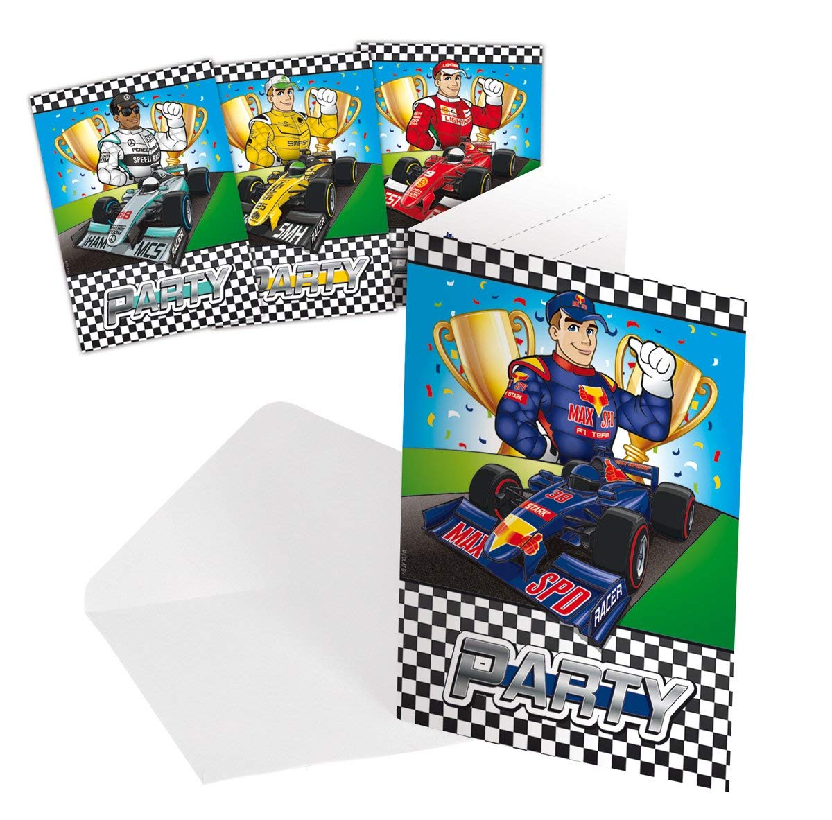 Formula 8 Invitations and Envelopes for Children's Birthdays or