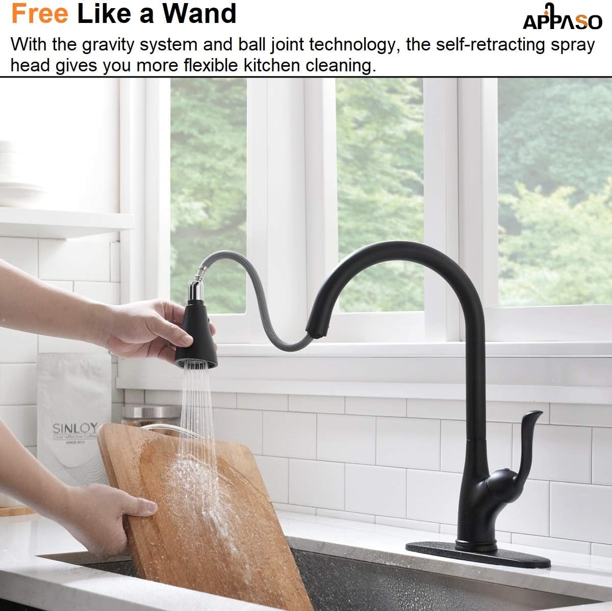 Save On Clearance Matte Black Kitchen Faucet Pull Down Sprayer And Soap Dispenser Single Handle Commercial High Arc One Hole Pull Out Spray Head Kitchen Sink Faucets With Deck Plate