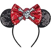 RAZKO Pirate Mouse Ears Headband, Pirate Costume Women Hair Accessories Mice Ears,Princess Themed Party Hairband, One Size Fit All (Pirate)