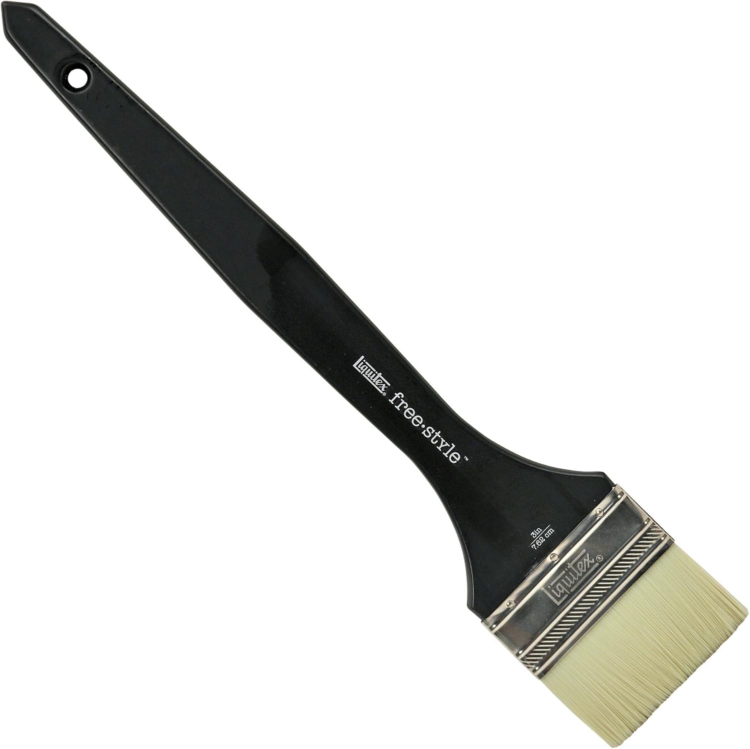 Liquitex Professional Freestyle Large Scale Brush, Broad Flat/Varnish 3-inch, Long Handle,Black, Mehfarbg, 3"