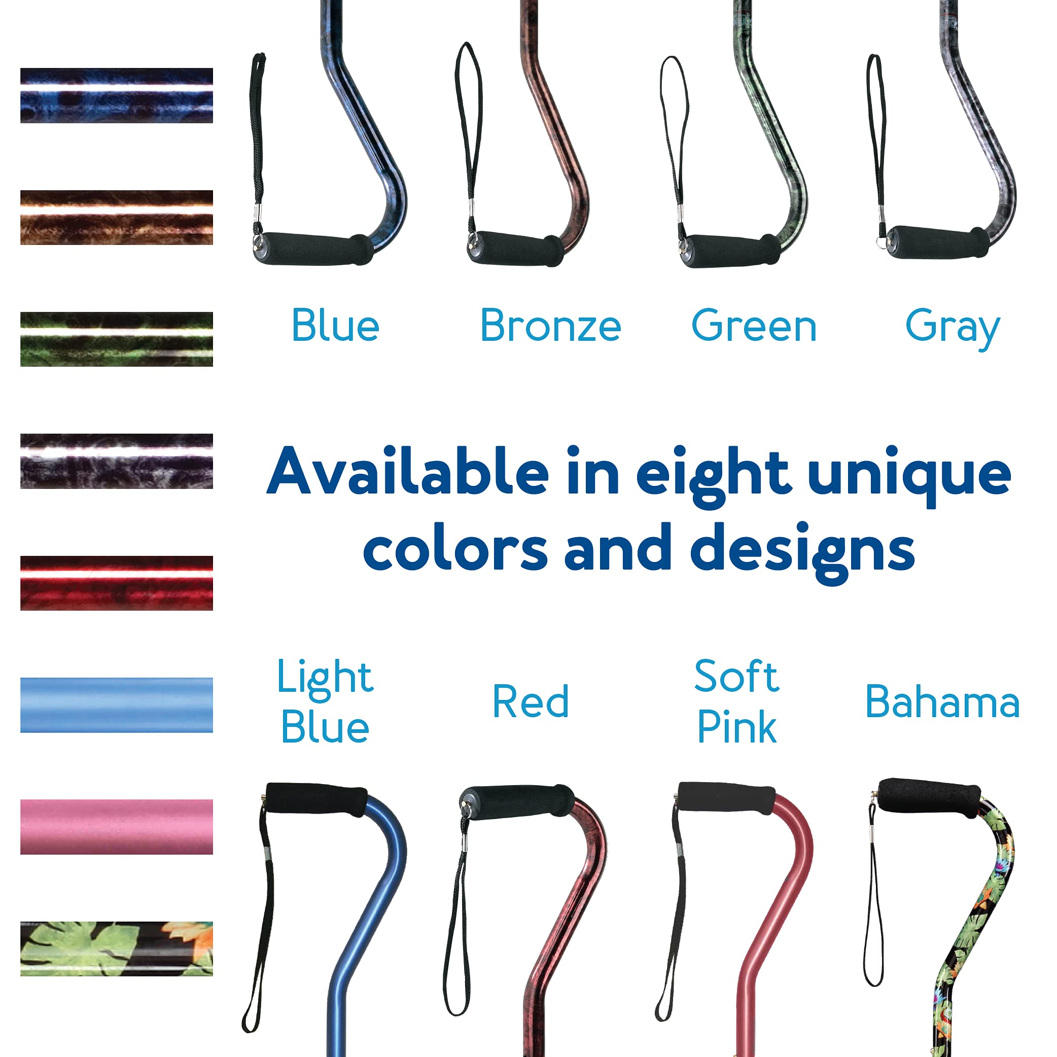Carex Health Brands Designer Offset Cane, Bahama, 1 Count
