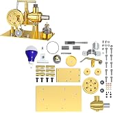 Fundiyengdi Hot Air Stirling Engine Model Kit, DIY Metal Balance Stirling Steam Engine Model That Works, Mechanical Electricity Power Generator Model Learning Physics Model