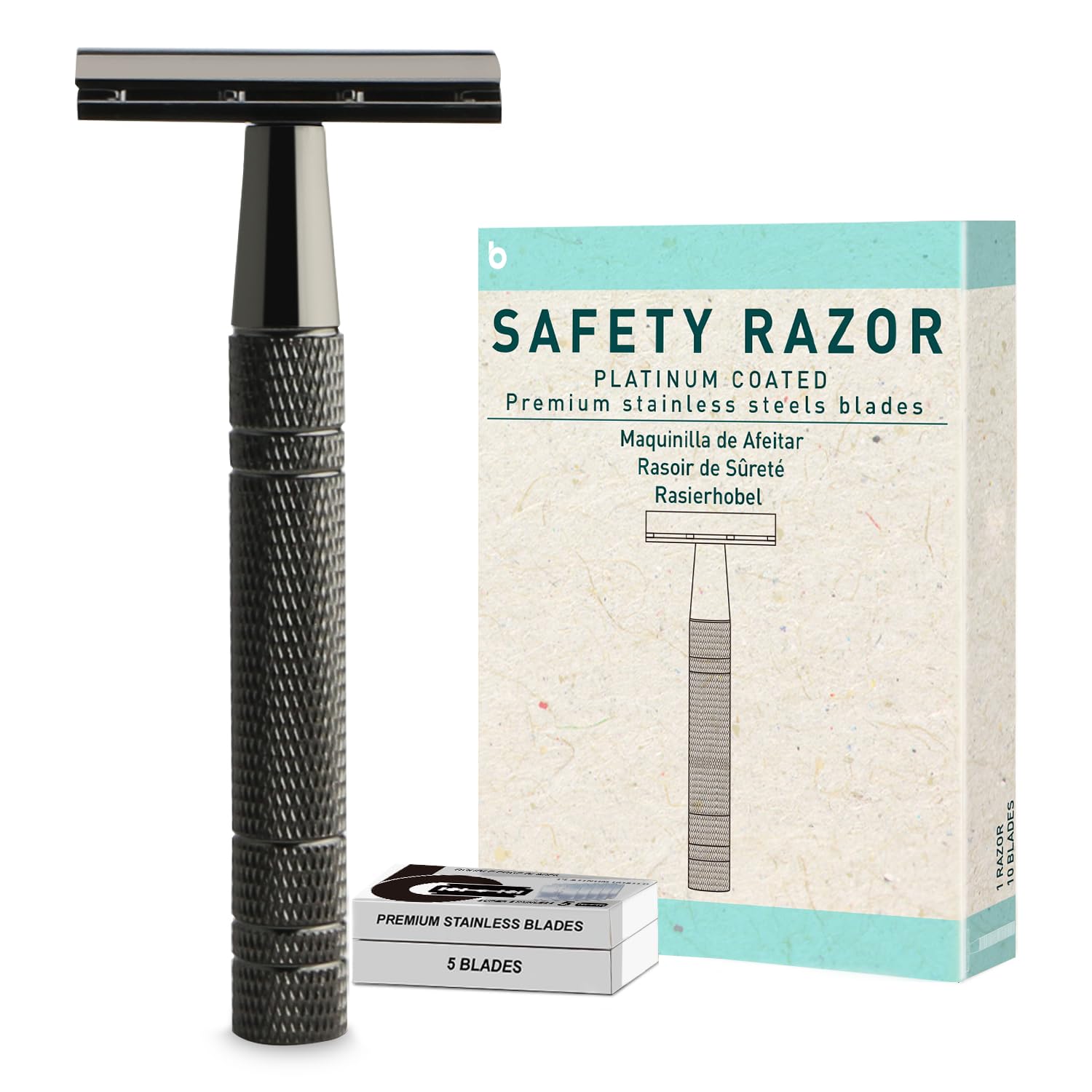Photo 1 of Black Safety Razor, Single Blade Razors for Men & Women, with 10 Stainless Steel Double Edge Blades, Reusable Metal Razor, 1 Blade Razors, Eco-Friendly, Smooth and Close Shave, Plastic Free