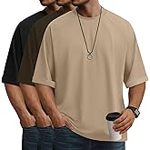 August Alley 3 Pack Men' s Oversized T-Shirts Short Sleeve Loose Fit Shirt Workout Tops Crew Neck Casual Rolled Sleeve Tees