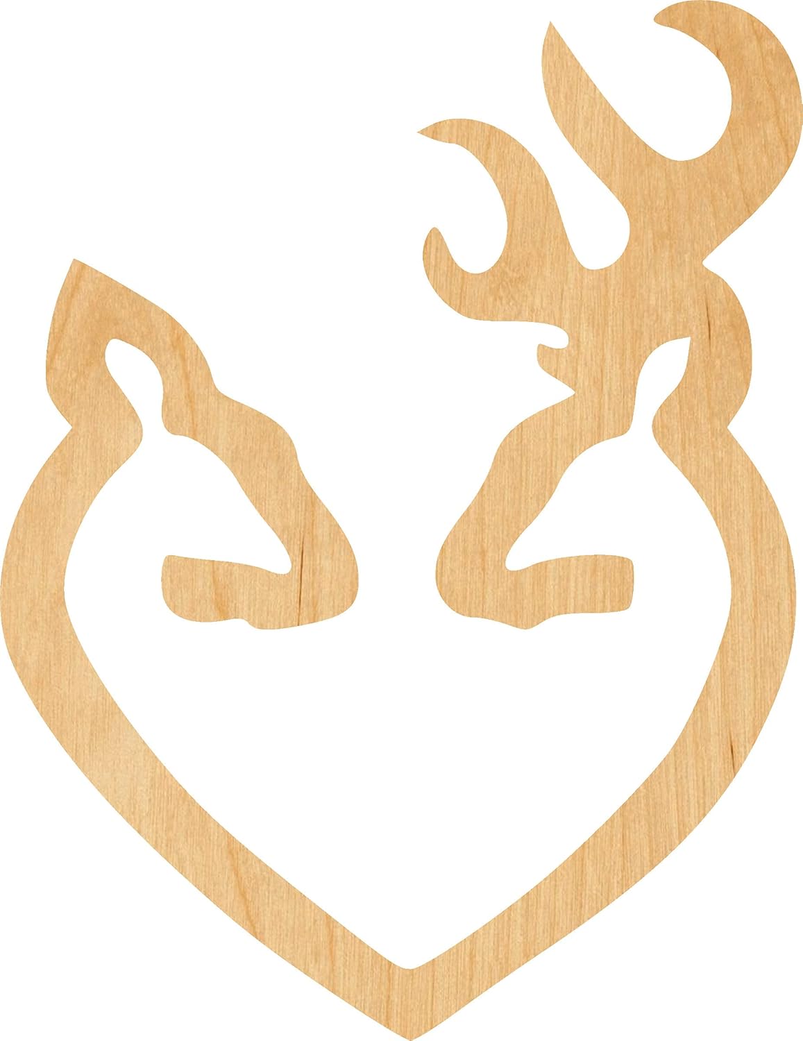 Mixed Media - Doe and Buck Heart Laser Cut Out Wood Shape Craft Supply - 2