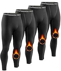 Dalavch 4 Pack Men Thermal Compression Pants,Fleece