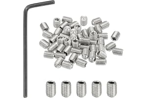 PATIKIL #10-32x1/4 Internal Hex Socket Set Grub Screws, 50 Pcs 304 Stainless Steel Cup Point Set Screw with Hex Key Wrench fo