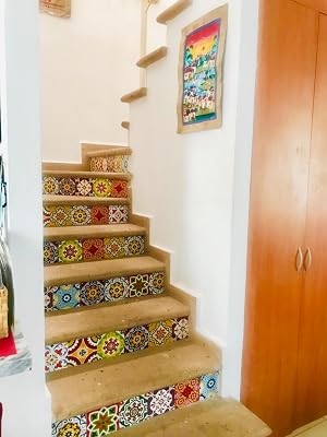 buy tile stickers 24 pc set authentic traditional talavera tiles stickersl bathroom kitchen tile decals easy to apply just peel stick home decor 6x6 inch mexican spanish 24pc c55 online