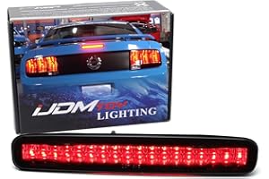iJDMTOY Smoked Lens Chrome Reflector Full LED 3rd Brake Light Compatible With 2005-2009 Ford Mustang, Powered by 16 Super Bright Red LED Emitters