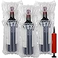 Wine Bottle Protector Bags - Inflatable Air Column Cushioning Sleeves Packaging Ensures Safe Transportation of Glass Bottles during Travel or Shipping with Free Pump (15 Pack)