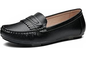 Gasfly Women's Business Loafers Work Casual Flats Shoes Lightweight Penny PU Leather Slip On Walking Shoes