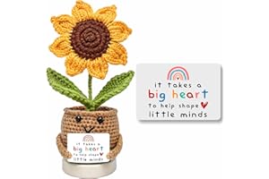 WITTSPOT Teacher Gifts for Women, Teacher Gifts for Teachers Appreciation Week, End of Year, Birthday, Back to School - Positive Crochet Sunflower Handmade, Teacher Crochet Gift