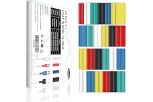 YIWANSON 48Pcs Ratio 3:1 Heat Shrink Tubing Kit Electrical Wire Cable Wrap Assortment Electric Insulation Marine Automotive I