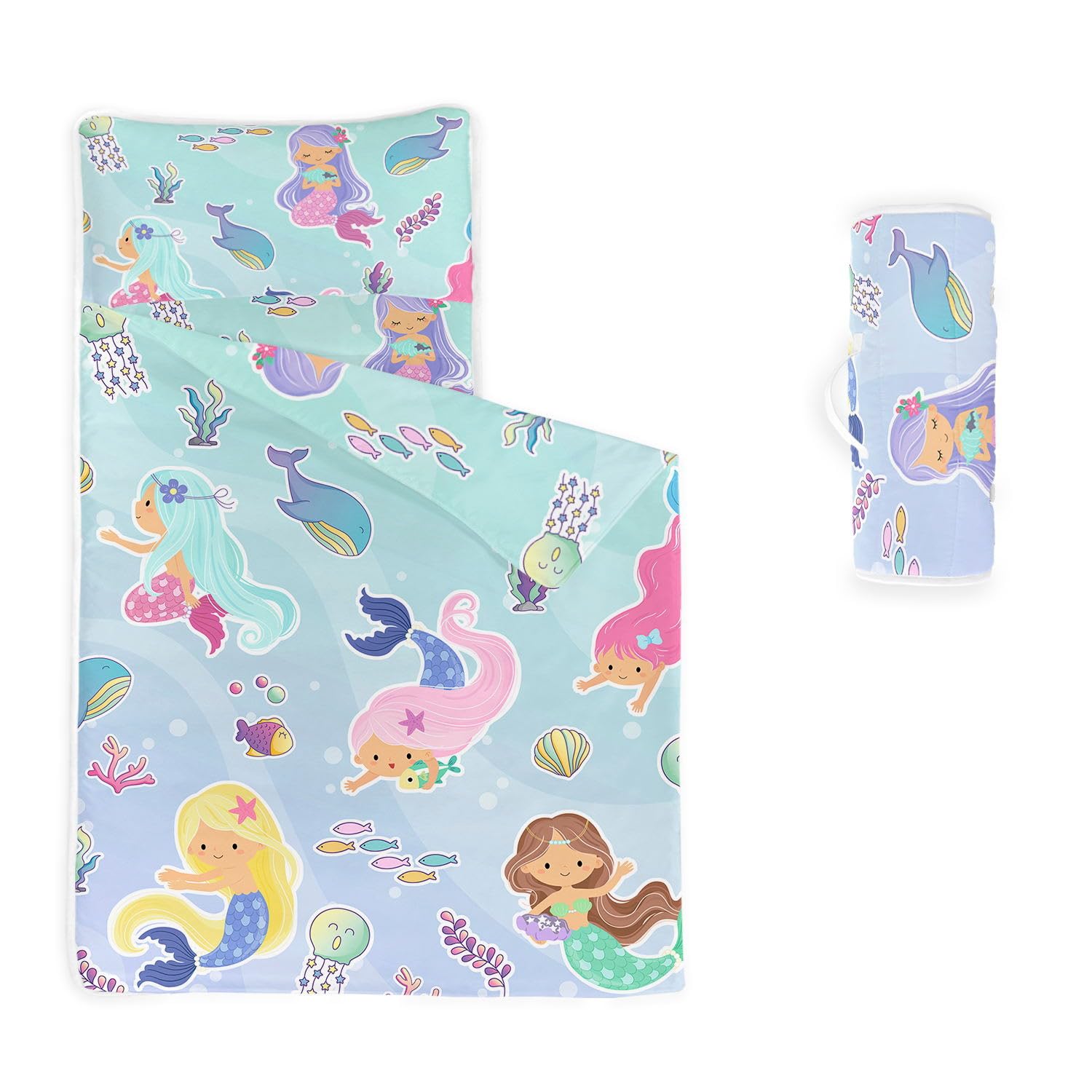 HOSIMA Nap Mat -Mermaid Sleeping Bag with Removable Pillow - Daycare and Sleepovers Preschool Kindergarten Bedding Set for Kids Toddler Boys Girls(Mermaid3 Standard)