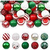 50 Pcs Christmas 20mm Bubblegum Beads,Christmas Acrylic Plastic Beads for Holiday Crafts Jewelry Making Necklace Bracelet Craft Supplies (Snowman)