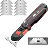 XW Folding Scraper Utility Knife,Heavy Duty Zinc Alloy Multi-functional Tool with 10 PCS SK5 Extra Replacement Blades