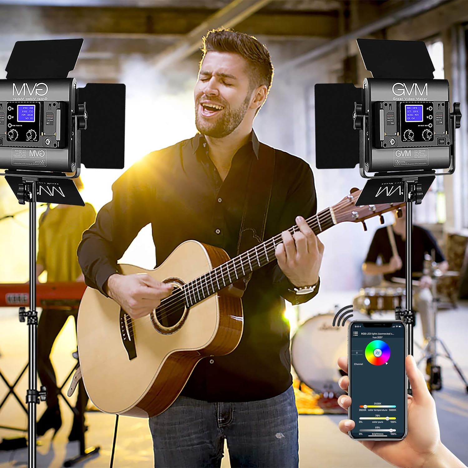 GVM RGB Led Video Light, 2PCS Video Lighting Kit with APP Control, 40W Photography Lighting Led Panel Light with 8 Kinds of The Scene Lights for Studio YouTube, 3200K-5600K, CRI 97+ : Camera & Photo