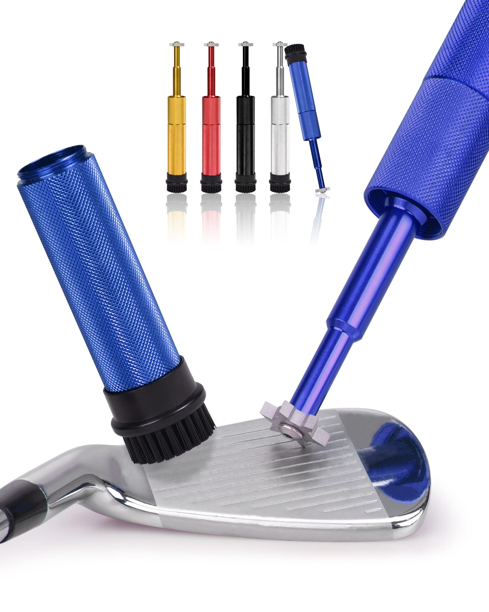 BIG TEETH Golf Club Cleaner Groove Sharpener with Round Brush cleaning kit Non-slip Grip Large Handle One-piece Design Blue