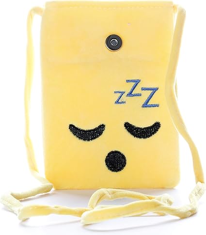 HC Toys LLP Sleeping Emoji Smiley Plush Stuffed Soft Toy Sling Bag for Kids Boys Girls Backpacks