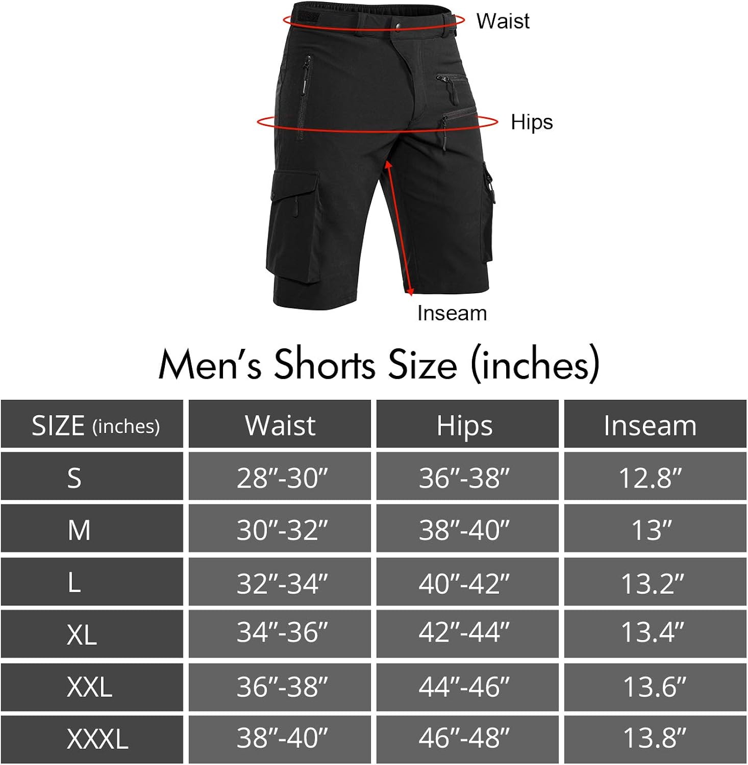 Hiauspor Men's Mountain Bike Shorts Stretch MTB Shorts Quick Dry with Zipper Pocket: Clothing