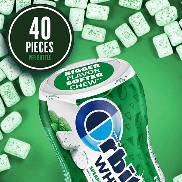ORBIT WHITE SPEARMINT SUGARFREE GUM, 40 PIECE BOTTLE