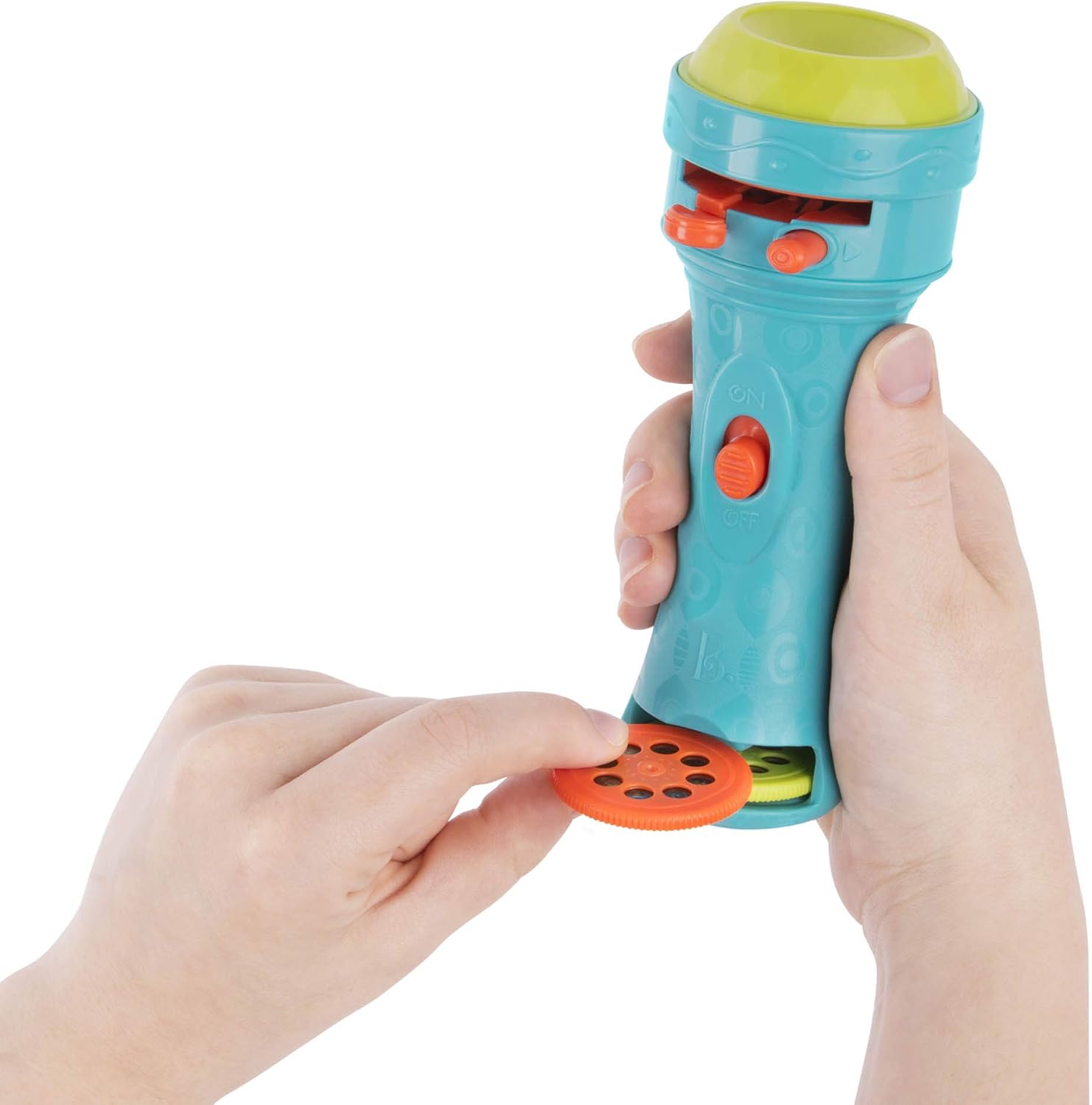 B. toys, Light Me To The Moon, Blue, Pretend Play Projector Flashlight, 2 Image Reels, Planet & Alien Projections - Image 4
