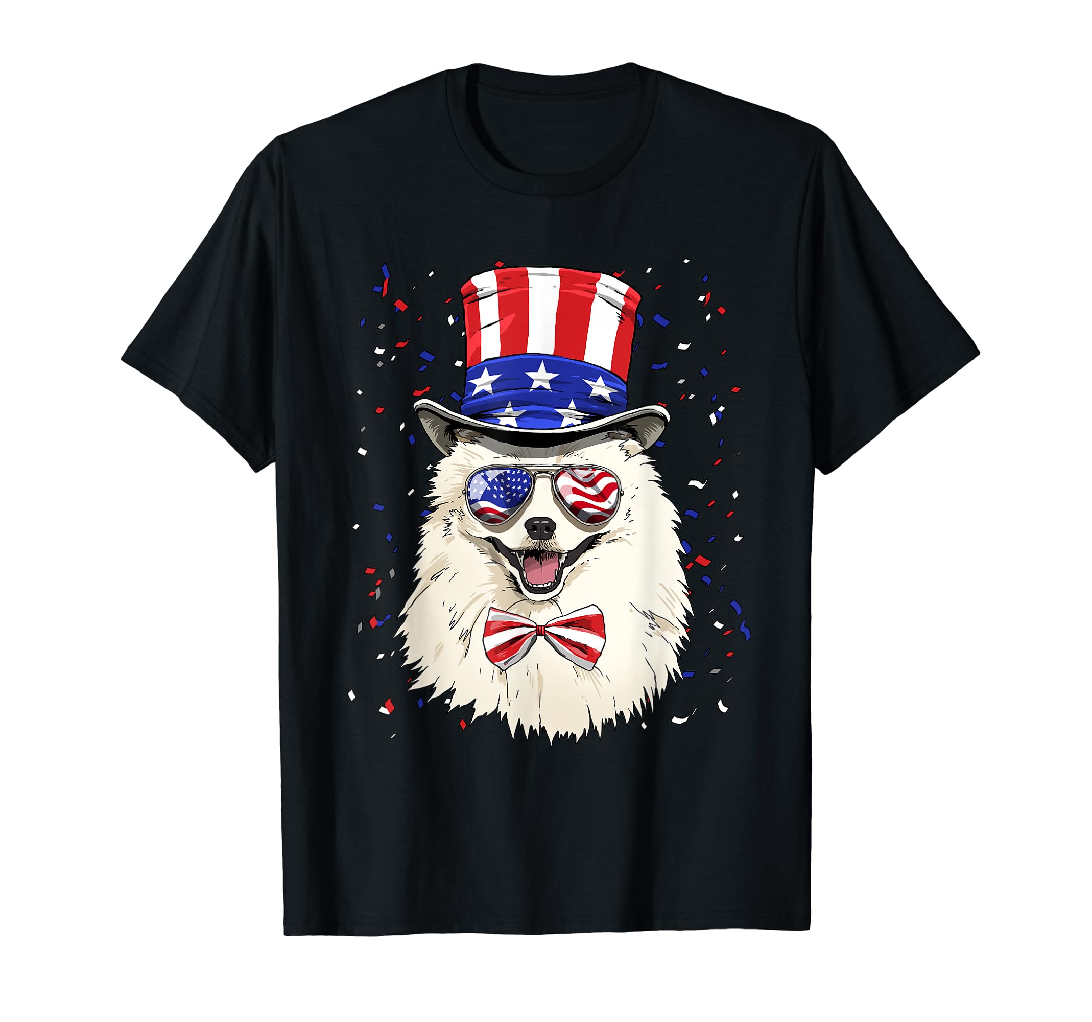 American Eskimo 4th of July American Dog USA Flag T-Shirt