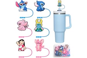 KANNITTY 6 PCS Stanley Straw Topper for Stanley Cup 30&40 Oz,Stanley Straw Cover for 10mm Straw,Stitch Stanley Cup Accessories,Cute Straw Cover Cap