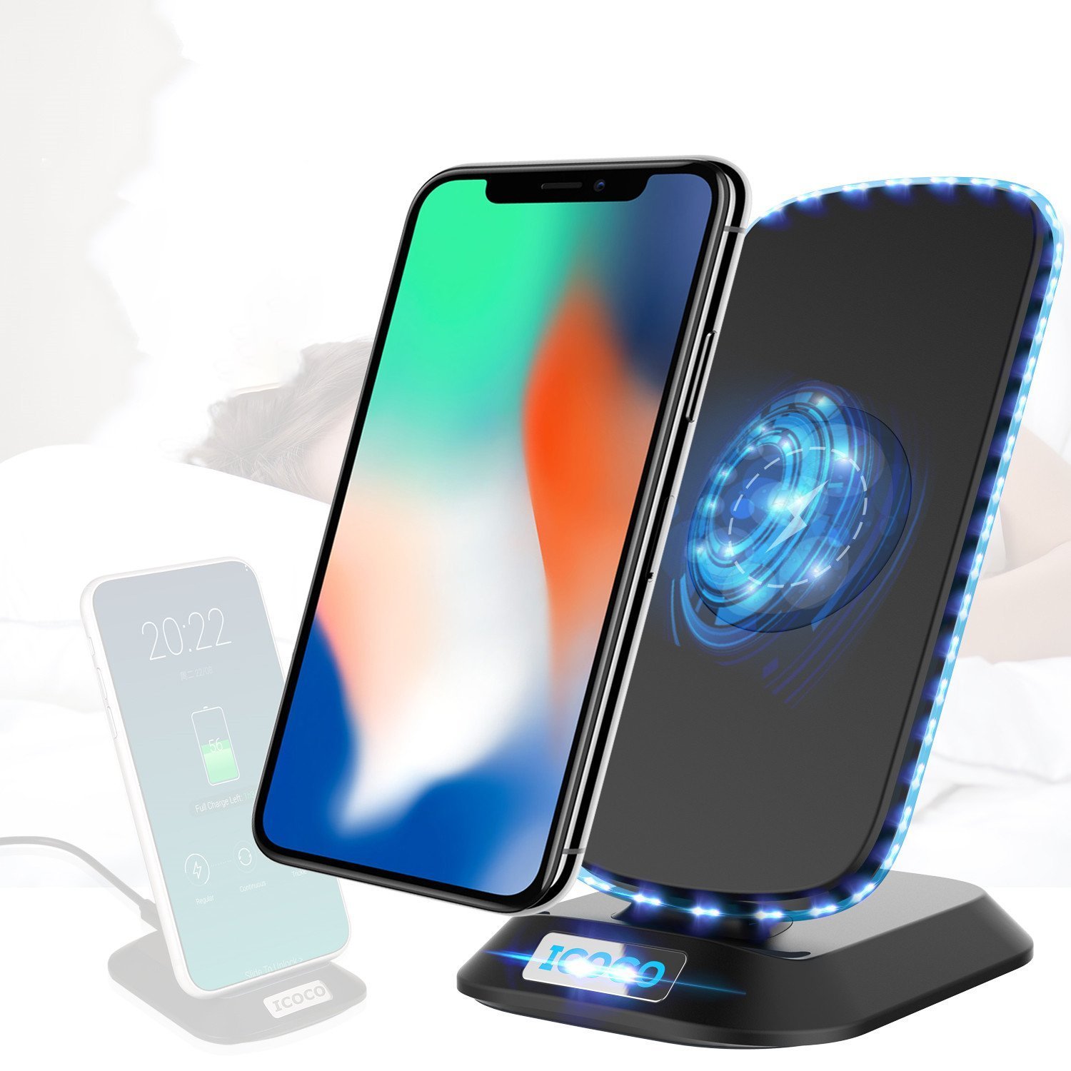 Caricatore Wireless, MIGVELA Caricabatterie Wireless con LED Indicatore per iPhone 8/8Plus/X, Samsung S8/S8 Plus, Note 8, S7 Edge, S6/S6 Edge, Lumia 950 (Nero)