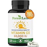 ForestLeaf Vitamin D3 50,000 IU | VIT D - Kosher VIT D3 Vitamin D Supplement for Women and Men | Bone Health, Teeth, Immune Support | Weekly Dose, 2-Year Supply, 120 Caps