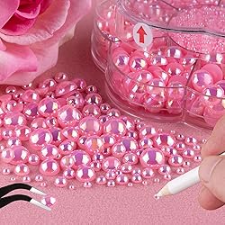 Nail Art Flat Back Half Round Pearl Kits 17, 1 Box