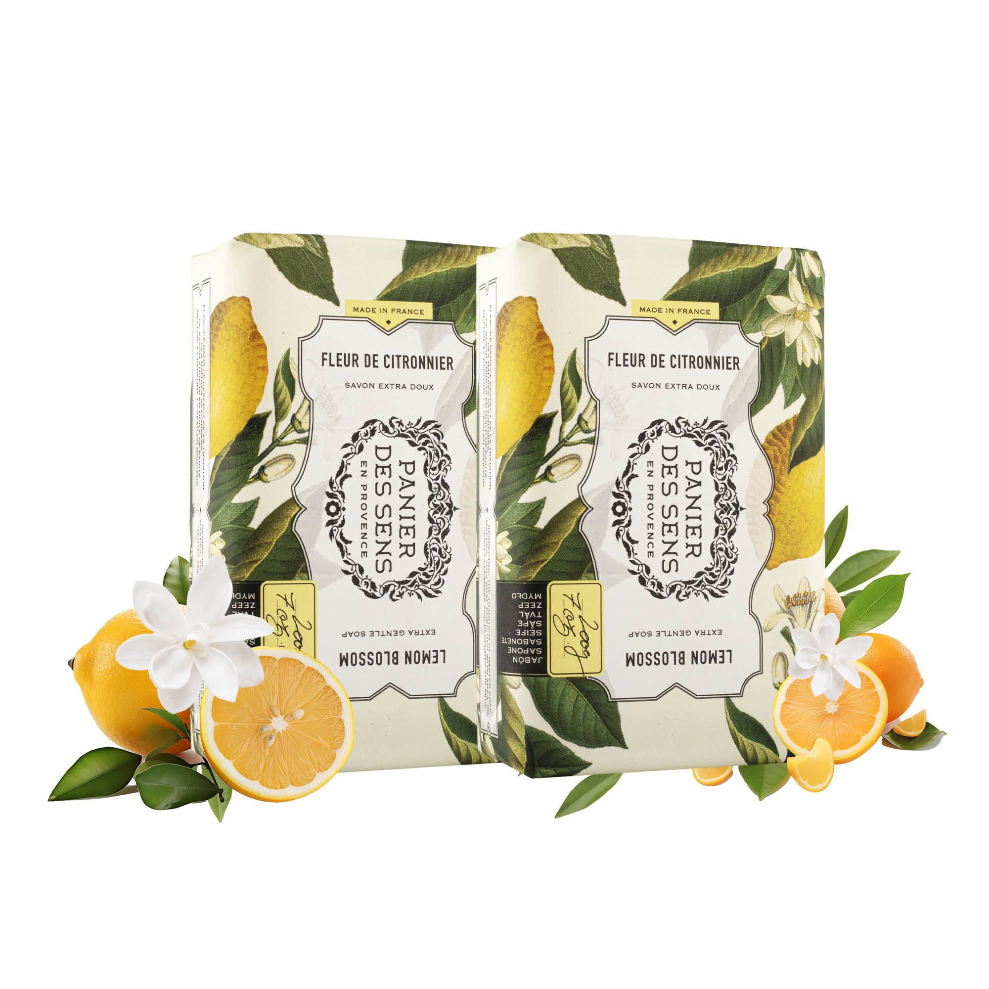 Panier des Sens – Lemon Blossom Soap Bar 2x200g - Moisturising & Gentle Bar Soap with Shea Oil – 99% Natural Soap Bars for Sensitive Skin – Long-Lasting Fragrance – Made in France — image 1