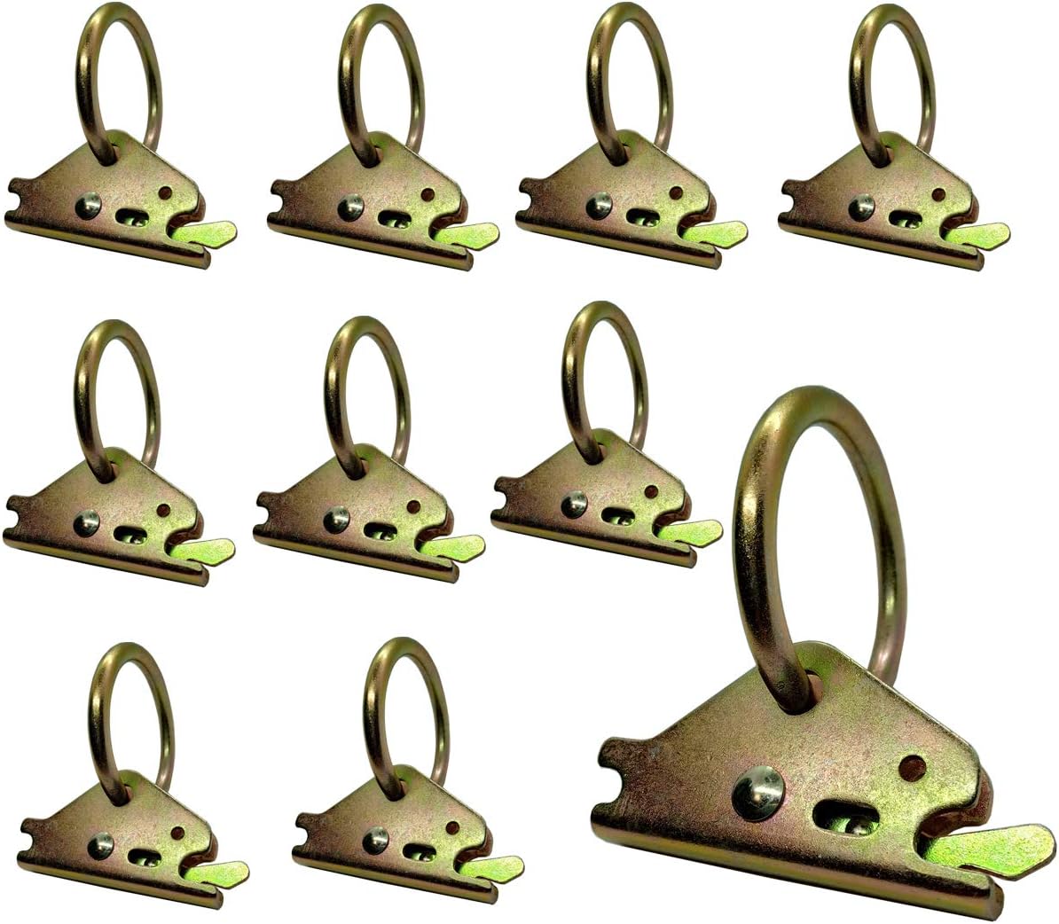 Ten Pack Steel E-Track O Ring Tie-Down Anchors for E-Track TieDown System, Secure Cargo in Enclosed/Flatbed Trailers, Trucks (ETrack Rails Not Included) (10)