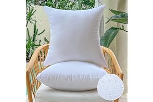 OTPIPCS 18 x 18 Outdoor Pillow Inserts Set of 2 Square Throw Pillow Inserts Waterproof for Couch Porch Outside Patio Furniture Decorative Pillows Medium White Sofa Cushion Stuffer