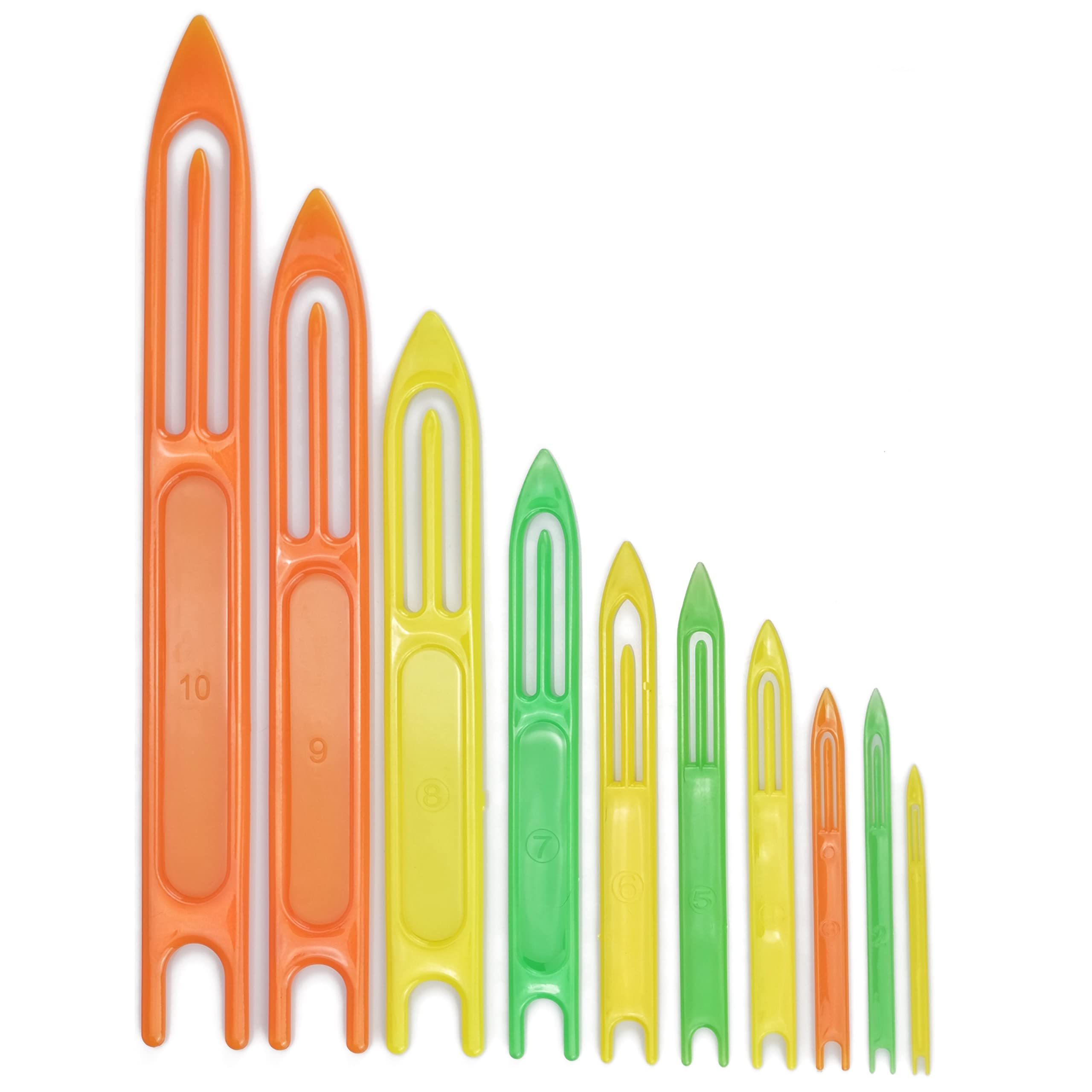 Piscorush 10pcs Netting Needle Shuttles Plastic Repair Fishing Line Equipment Cast Net Mending Needle Fishing Tool Fishing Accessory #1-#10 (Extrawide #1-#10)