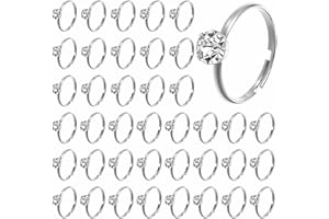 QfwdfcTrenz 72 Pcs Silver Bridal Shower Diamond Rings, Fake Bridal Shower Game Rings Adjustable Engagement Ring for Wedding Table Decorations, Party Favors, and Cupcake Toppers