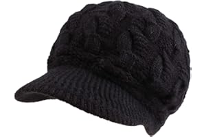PESAAT Twist Women Visor Hat Warm Fleece Lined Beret Hats Winter Knit Hats for Women