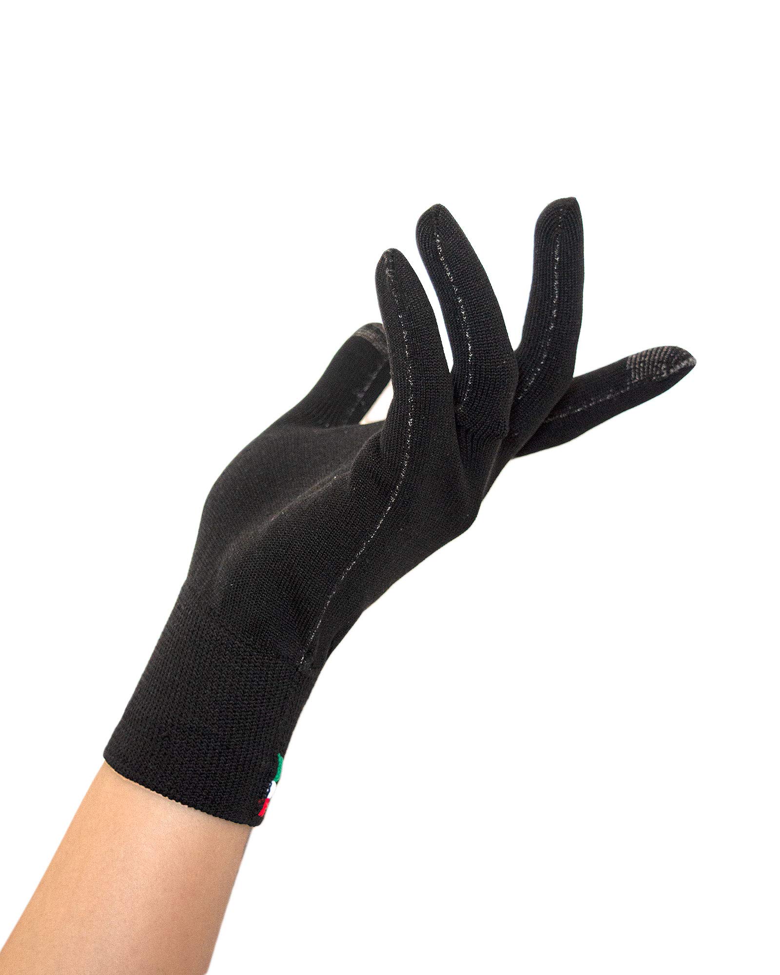 Relaxsan UNIMA GO [Black, S/M] - Reusable washable antibacterial gloves in Dryarn yarn and silver X-Static