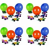 Fun Express Car Balloon Launcher Toy Set of 12 Race Car Balloons | Balloon Powered Car Toy Pump Set for Kids, Cause and Effect Toys, Early Intervention Toys for Ages 1-3, Fun Party Gift