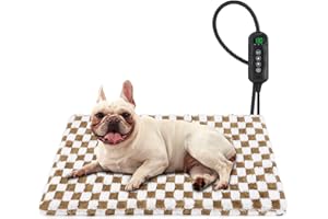 MIXJOY Heated Dog Bed, 11 Adjustable Temperature Dog Heating Pad Indoor with Timer, Pet Heated Mat for Dogs Cats, Electric Cat Heating Pad with Washable Cover, Heated Pet bed-28''x20'', Medium