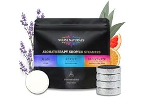 Satavi Naturals Shower Steamers 5 Pack Variety - Aromatherapy Shower Bombs for Stress Relief - Spa Self Care Gift Set, Holiday Stocking Stuffers for Women & Men - Lavender, Eucalyptus & Mint, Citrus