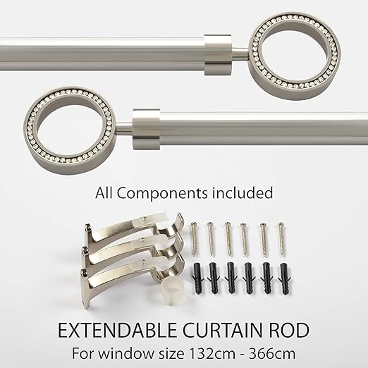 Amazon Com Deco Window 1 Inch Adjustable Satin Silver Curtain Rod