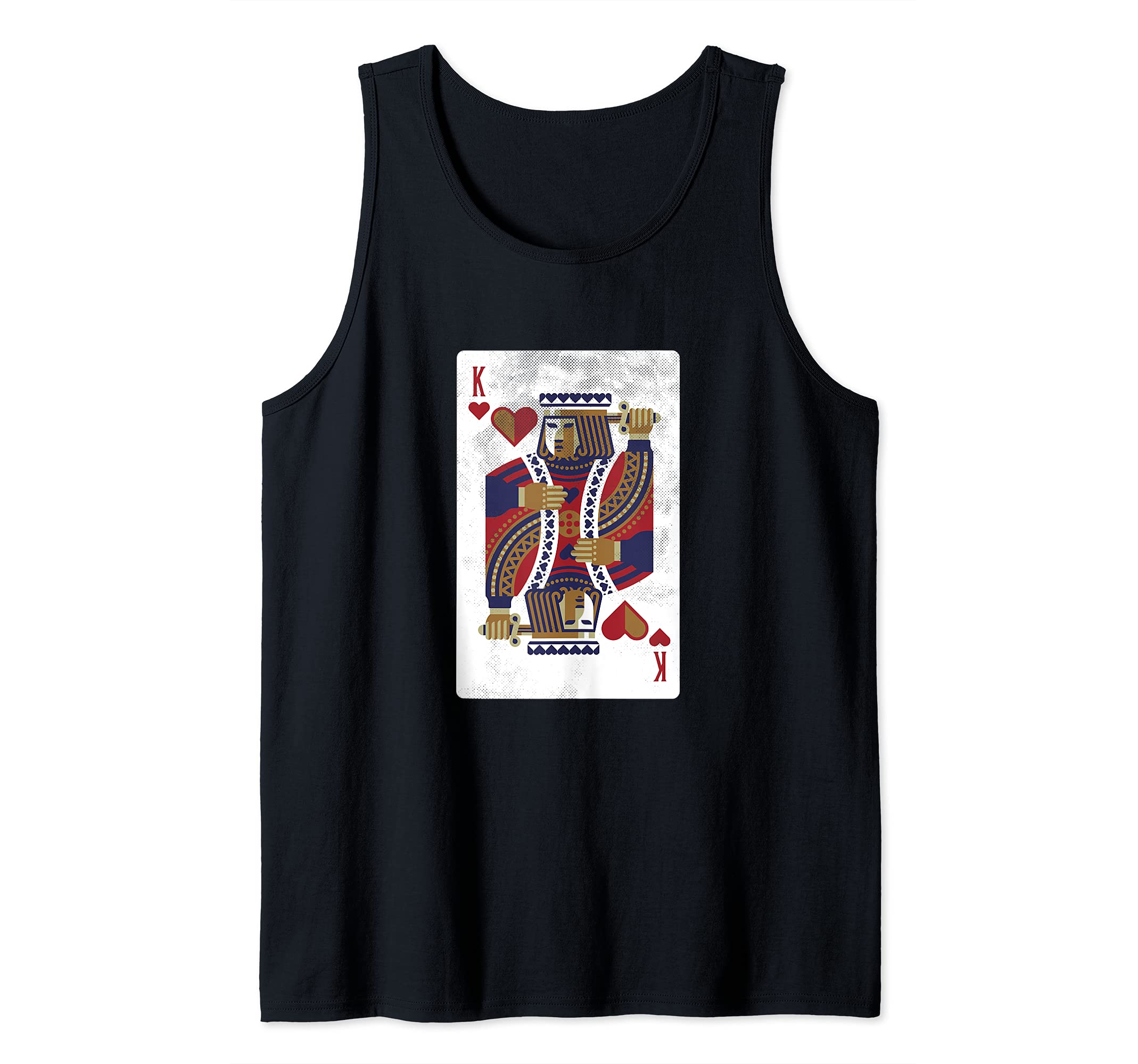 Mens King Of Hearts Card Design Poker Player Funny Tank Top
