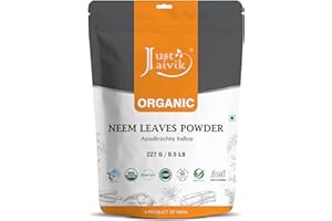 Just Jaivik 100% Organic Neem Leaves Powder - USDA Certified Organic, 227 GMS / 1/2 LB Pound / 08 Oz - Azadirachta Indica - Promoting Healthy Hair and Clear Skin (an USDA Organic Certified Herb)