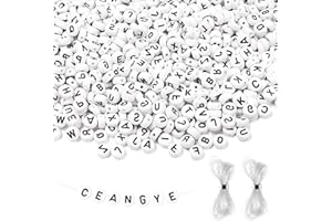 Letter Beads, 2000 Pcs Letter Beads for Bracelets, 4x7mm Round Alphabet Bead with 2 Rolls Elastic String for Friendship Brace