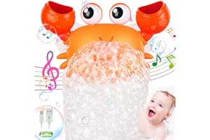ANGGIKO 【2024 Upgrade】Crab Bubble Bath Toys, USB Rechargeable Baby Bath Bubble Maker for Toddlers, Automatic Bathtub Bubble Machine with Music Control, Bathtime Shower Bathtub Toy for Infants Valentines Gifts