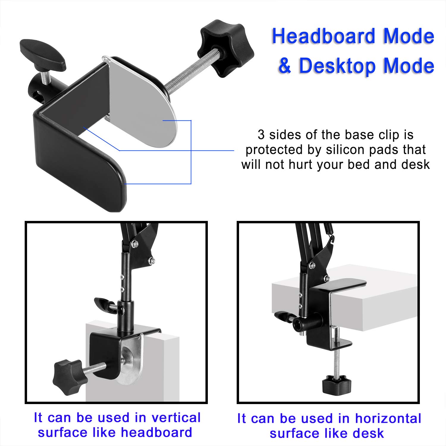 Tablet Stand Adjustable,Foldable Arm Stand for Bed,Aluminum Universal Flexible Tablet Holder with 360 Degree Rotation Compatible with iPad/iPhoneX/iPad Pro/N-Switch,or Other 4.5~12.9 Inches Devices